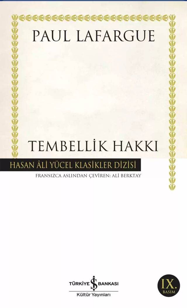 Tembellik Hakkı by Paul Lafargue — book cover